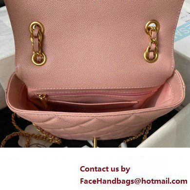 Chanel Grained Calfskin  &  Gold-Tone Metal Chain Backpack Bag AS4490 Pink 2023